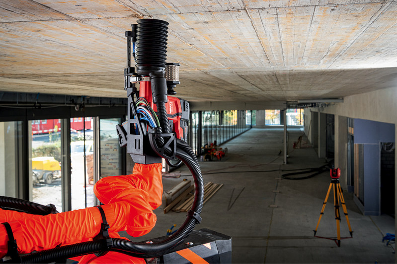 Hilti Jaibot is a semi-autonomous overhead ceiling drilling robot for mechanical, electrical and plumbing (MEP), and interior finishing  installation work.