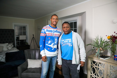 DETROIT, MICHIGAN - SEPTEMBER 29: Kenny Golladay and Barry Sanders pose during the Pepsi X Detroit Lions Made For Lions Watching Shoot on September 29, 2020 in Detroit, Michigan. (Photo by Scott Legato/Getty Images for Pepsi)