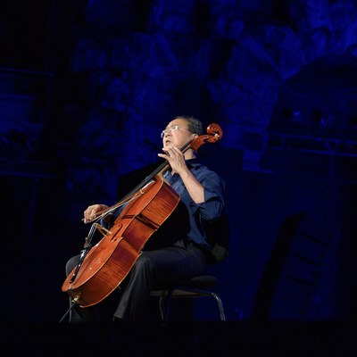 To support the arts during COVID, PadInMotion now provides no-cost bedside access to iconic performances for patients hospitalized in the NYC area -- such as the STAGE ACCESS original of Yo-Yo Ma playing Bach from the Odeon, Athens. Photo credit: Austin Mann.