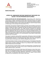 Africa Oil Announces Second Significant Discovery on Block 11B/12B Offshore South Africa (CNW Group/Africa Oil Corp.)