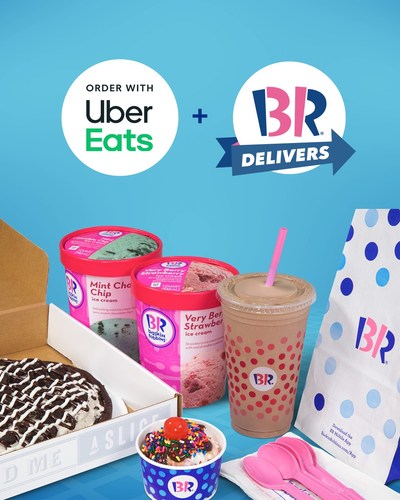 Baskin-Robbins scoops, shakes, sundaes, and more are now available for delivery through the Uber Eats app and UberEats.com.