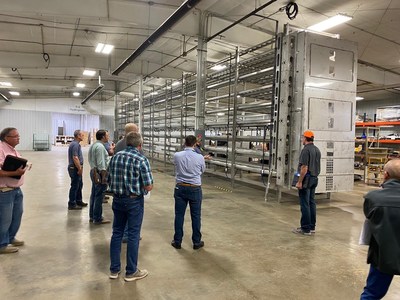Industrial-size HydroGreen system that is being tested at our newly upgraded South Dakota manufacturing facility. This system is a significant upgrade from the largest HydroGreen system currently for sale, and will enable us to serve even larger, industrial customers in the livestock production space. (CNW Group/CubicFarm Systems Corp.)
