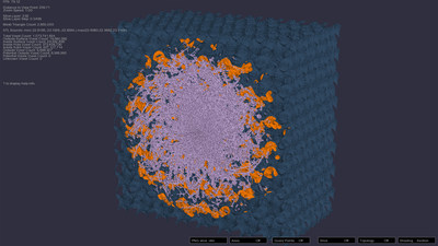 A ridiculous 3D combination of a hairball unioned with a gyroid lattice, totaling a volume of 1,073,741,824 voxels. The power of Dyndrite and NVIDIA GPUs maximizes voxel-based computation in even the most extreme examples.