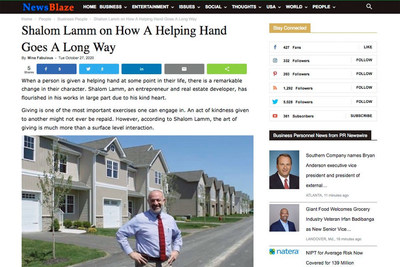 Story about community activist Shalom Lamm highlights his kind works for his community as part of the NewsBlaze People series.