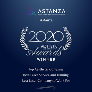 Astanza wins "Top Aesthetic Company", "Best Laser Service and Training" and "Best Laser Company to Work For" in the Aesthetic Everything® 2020 Aesthetic and Cosmetic Medicine Awards