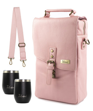 Leather Wine Bag in Pink from Tilvini the Perfect Gift for Wine Lovers