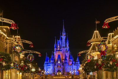 Holiday décor adorns Magic Kingdom Park at Walt Disney World Resort in Lake Buena Vista, Fla., for the 2020 season. Holiday festivities begin Nov. 6, 2020, and continue through Dec. 30 at The Most Magical Place on Earth. (Matt Stroshane, photographer)