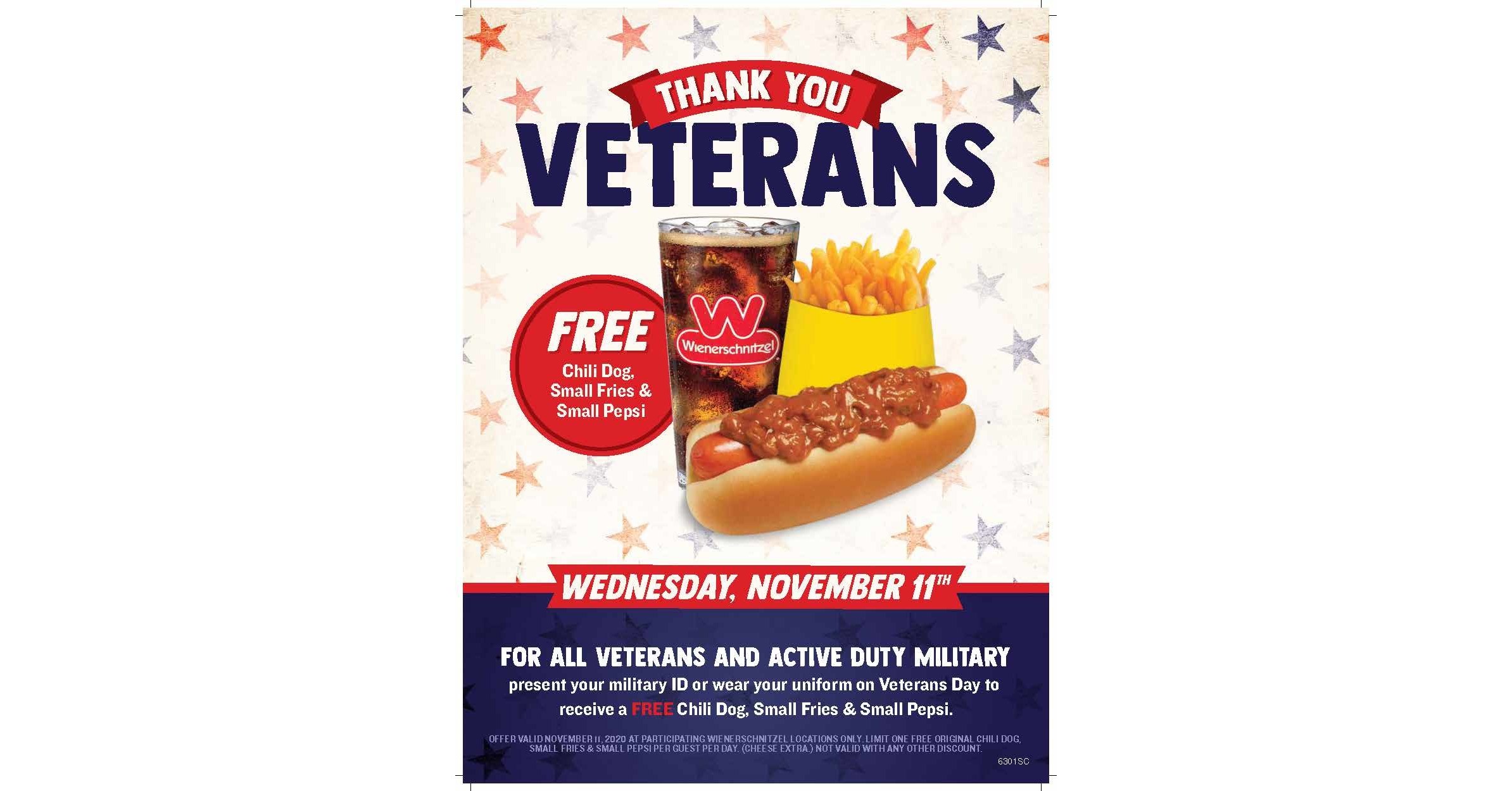Wienerschnitzel Offers Veterans & Active Service Members a Free Meal On