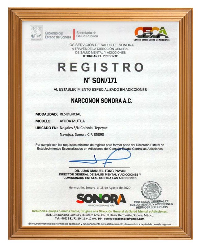 Narconon Navojoa Receives Recognition By The Sonoran State Government