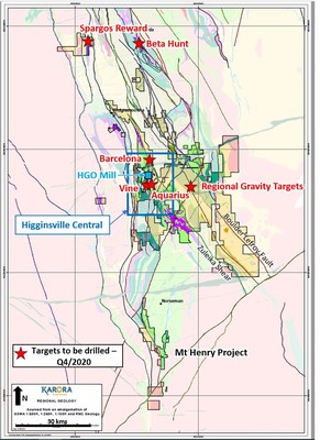Figure 4: Plan view showing Karora tenement outline and active drill locations over the Karora Operations (CNW Group/Karora Resources Inc.)