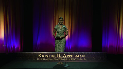 Kristin Appelman accepts the Rising Star Award during IABC Nashville's 2020 Music City Gold Pen Awards virtual ceremony.