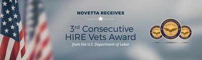 Novetta receives third consecutive HIRE Vets Gold Medallion Award from the U.S. Department of Labor.
