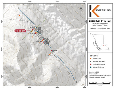 Figure 3 – Plan Map of 2020 Drilling (CNW Group/Kore Mining)