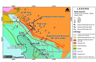Figure 1: San Marcial – Gold and Silver Exploration Results in Lower Acid Volcanic Zone (CNW Group/GR Silver Mining Ltd.)
