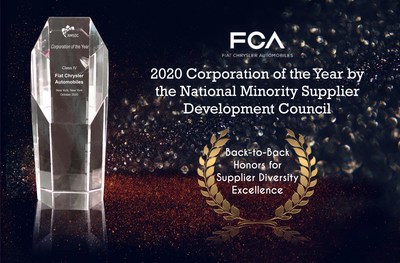FCA was named National Minority Supplier Development Council’s Class IV ‘Corporation of the Year’ at the 2020 National Conference and Business Opportunity Exchange held virtually on Oct 29. This is the second year in a row FCA has received this award recognizing the Company’s exceptional strength in areas critical to minority supplier development and inclusion. Since 1983, the Company has purchased more than <money>$80 billion</money> from diverse suppliers.