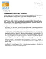 Josemaria Reports Third Quarter 2020 Results (CNW Group/Josemaria Resources Inc.)