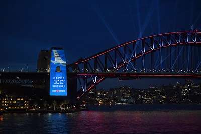 Sydney puts on a spectacular show to commemorate Qantas Airways' Centenary by lighting up the Sydney Harbour Bridge as a birthday cake for a Qantas 787 to do a low level flyover to blow out the candles. The activation, executed by Destination NSW, was a tribute from Sydney, the city which has been home to Qantas for more than eight decades.