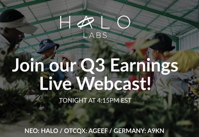 Q3 Earnings Live Webcast (CNW Group/Halo Labs Inc.)