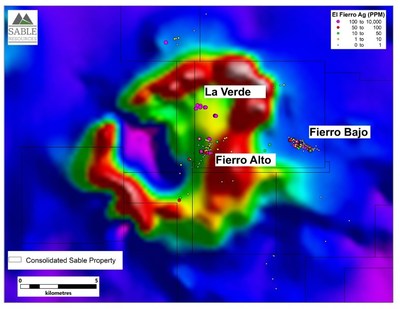 Figure 2. Regional RTP magnetics around El Fierro Project (CNW Group/Sable Resources Ltd.)