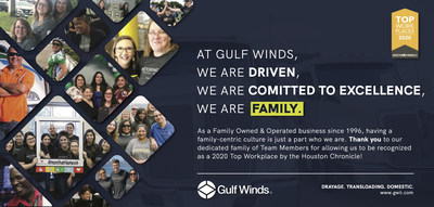 Gulf Winds named a 2020 Top Workplace by the Houston Chronicle