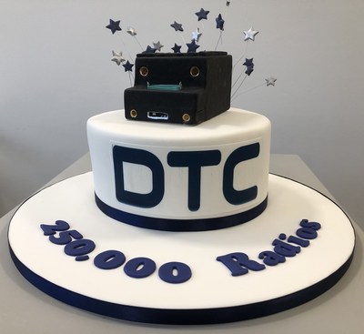 DTC Celebratory Cake topped with an exact likeness of a SOL8SDR Radio