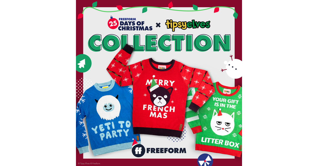 Freeform Joins With Tipsy Elves To Design Holiday Sweaters In Celebration Of 25 Days Of Christmas