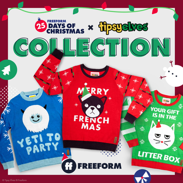 Freeform Joins With Tipsy Elves To Design Holiday Sweaters In Celebration Of 25 Days Of Christmas