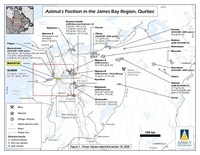 Azimut et Mont Royal débutent l'exploration de la Propriété aurifère Wapatik, région de la Baie James, Québec