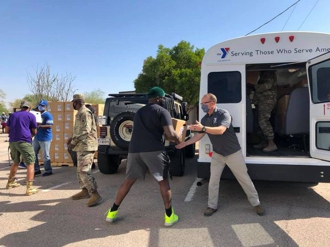 Armed Services YMCA provides emergency food relief to young military families at Fort Bliss in El Paso, Texas