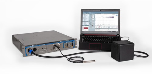 As an integrated system—combining audio analyzer, power amplifier, headphone amplifier and microphone power supplies—the new APx517B Acoustic Analyzer offers drastically reduced setup time and renowned AP reliability & quality to acoustic product manufacturers at a production test price. The APx517B is shown here with a 1/2-inch measurement microphone from GRAS Sound & Vibration and is setup for the test of a passive loudspeaker.