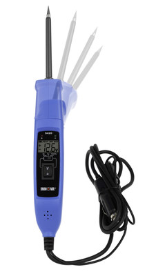 Innova Electronics introduces its Innova 5420 Power Check powered circuit tester with swivel head, which enables the user to access difficult-to-reach areas. This digital tester is ideal for quickly and safely checking power and ground voltage readings on vehicles, including computerized engines, electrical circuits, wiring, fuses, batteries, sensors, switches and motors.
