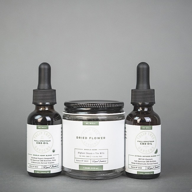Tulip Tree Gardens makes a complete range of wellness products, including full spectrum CBD oils, smokable flower, topical creams and more.