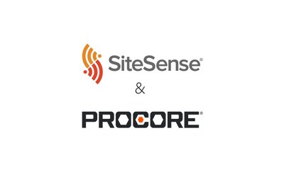 SiteSense Logo and Procore Logo (CNW Group/Intelliwave Technologies Inc)