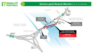 Pont Honor-Mercier - Fin de semaine du 20 au 23 novembre 2020 (Groupe CNW/Ministre des Transports)