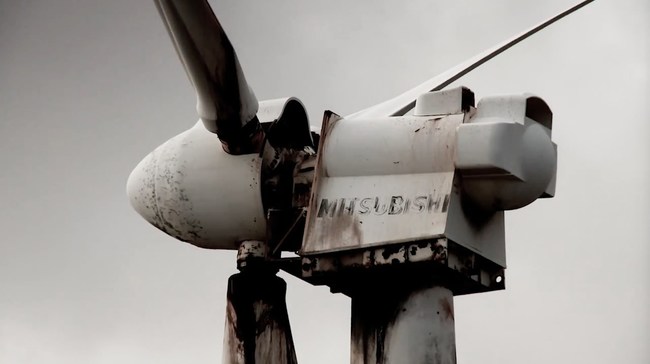 An abandoned wind turbine from the film Planet of the Humans