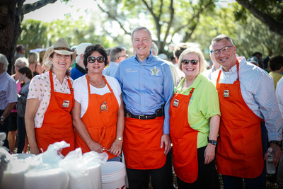 During the 2019 Farm City BBQ, Collier County Commissioner Penny Taylor, Senator Kathleen Passidomo, Sheriff Kevin J. Rambosk, Collier County School Superintendent Kamela Patton, and Deputy County Manager Nick Casalanguida along with the local delecation served lunch to nearly 3,000 attendees.