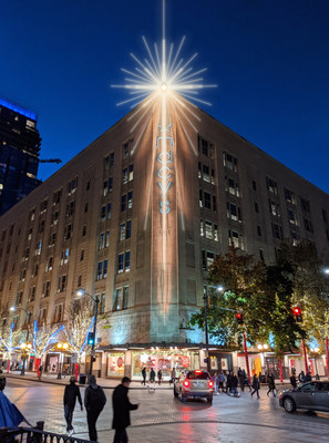 Seattle's Star at 300 Pine will benefit homeless charity Mary's Place this holiday season through interactive technology. Photograph courtesy of Western Neon.