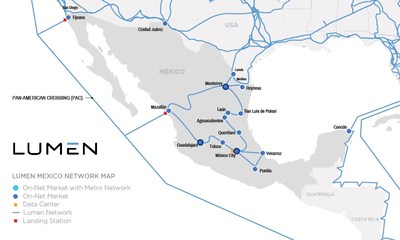 Mapa de Rede da Lumen no México