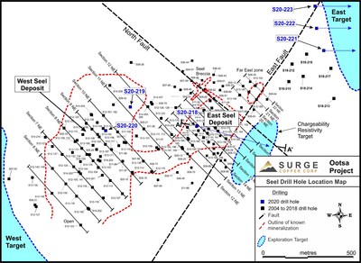 Figure 1: Seel Drill Hole Location Map (CNW Group/Surge Copper Corp.)