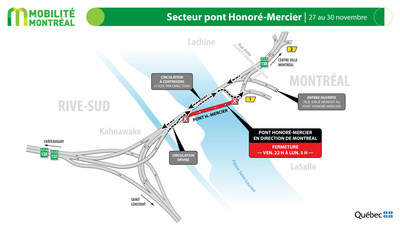 Pont Honoré-Mercier, fin de semaine du 27 novembre (Groupe CNW/Ministère des Transports)