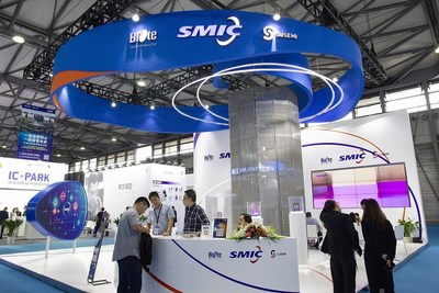 An exhibition booth of China's Semiconductor Manufacturing International Corporation (SMIC) is seen at the 17th China International Semiconductor Expo in Shanghai, Sept. 3, 2019. [Photo/CFP]