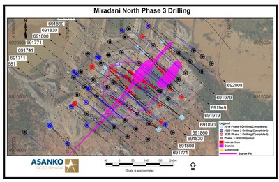 Figure 2.  Plan view of geology and Phase 3 drilling currently in progress. (CNW Group/Galiano Gold Inc.)