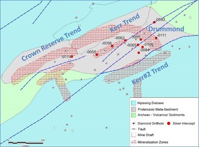 Figure 1. Kerr area showing new discrete mineralized zones. (CNW Group/First Cobalt Corp.)