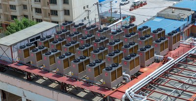 The picture shows PHNIX water source heat pump in hotel application.