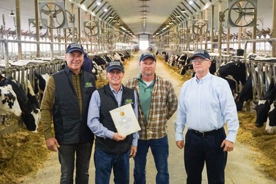 Ron Kreider, Tom Beachler, Rick Cramer and Byron Shaffer of Kreider Farms with their American Humane Certified Dairy Certificate