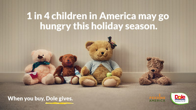 One in four children in America may go hungry this holiday season.  Dole Unstuffed Bears initiative works to raise awareness and funds to address global hunger crisis