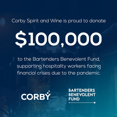 Corby Spirit and Wine Donates $100,000 to the Bartenders Benevolent Fund (CNW Group/Corby Spirit and Wine Communications)