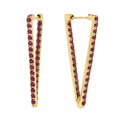 Au Xchange Pink Sapphire Inside-Out Triangle-Shaped Hoop Earrings in 14K Rose Gold available on Zales.com