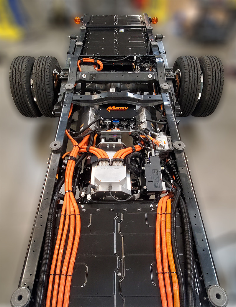 Motiv’s EPIC E-450 chassis in its California Headquarters undergoing validation process.