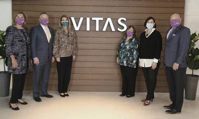 VITAS Healthcare and Baptist Health South Florida leaders: Betty Bel and Nick Westfall from VITAS; Alexandra Villoch, CEO of Baptist Foundation; Patty Husted of VITAS; Patricia Rosello, CEO of Baptist Hospital of Miami; and Joel Wherley of VITAS.